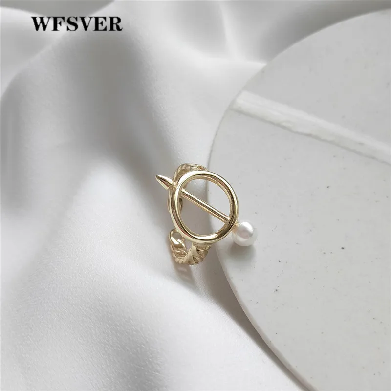 

WFSVER korea style 925 sterling silver arrow shape ring for women fashion pearl opening adjustable ring fine jewelry gift