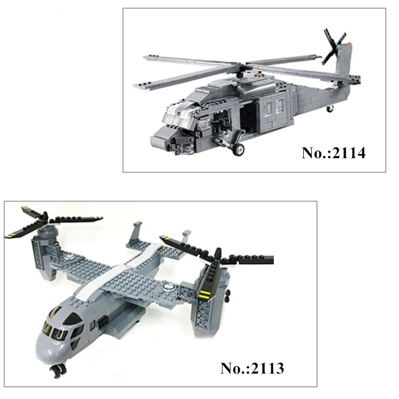 H &amp HXY 2114 562 шт/2113 318 шт Строительные блоки военные UH-60 черный ястреб самолет