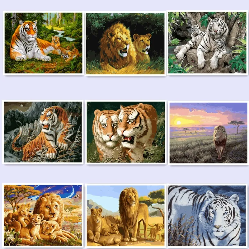 

digital oil painting by numbers diy home decoration paint on canvas unique gift craft picture tiger BM30 wq124