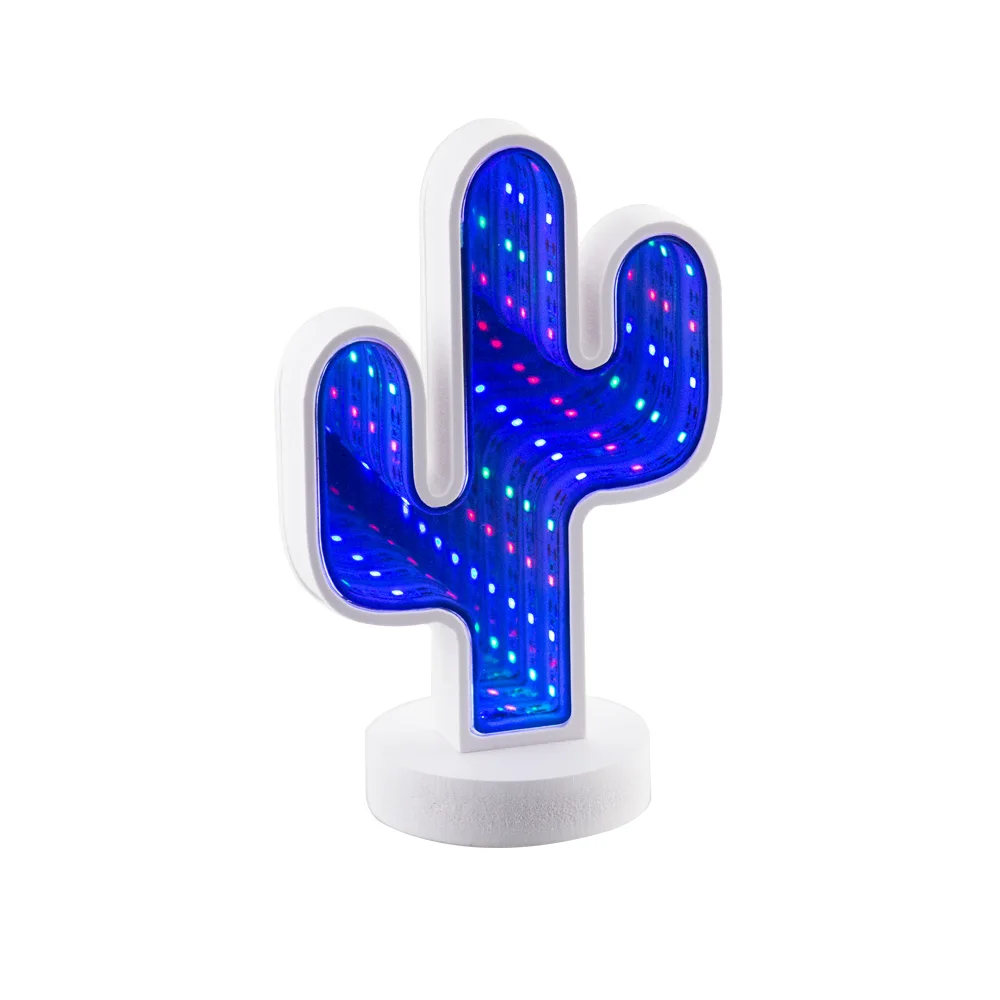 Chibuy, USB, кактус, 3D светильник, зеркальная туннельная лампа, бесконечное зеркало, туннельный светильник, светодиодный светильник для дома, офиса, подарок, креативный - Цвет: Cactus