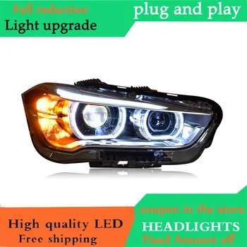 

D_YL Car Styling for BMW X1 Headlights 2016-2017 for X1 LED Headlight DRL Lens Double Beam Head Lamp H7 HID Xenon bi xenon