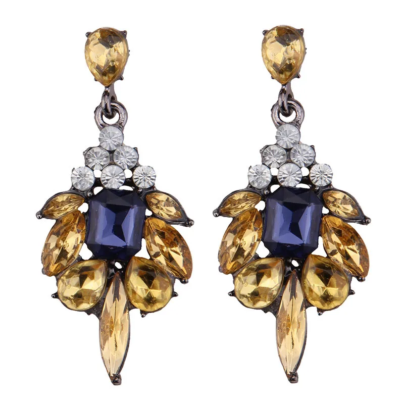 

Bohemian All-match Fashion Dangle Earrings Personality Exaggeration Crystal Rhinestone Geometric Gems Long Earrings for Women