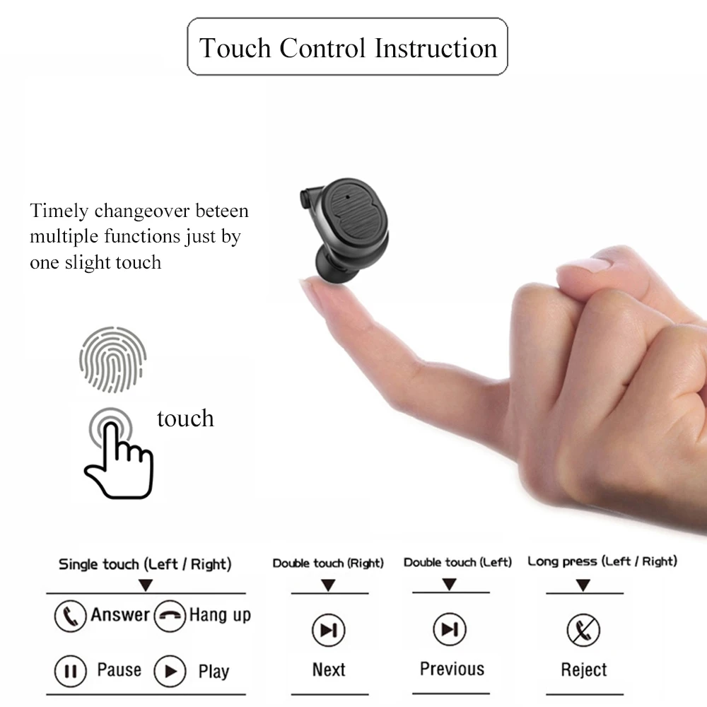 AZiMiYO TWS Wireless Bluetooth 5 0 Earphones for iPhone Xs Xiaomi stereo Earbud Sport Ear Phone With Mic Portable Charging Box