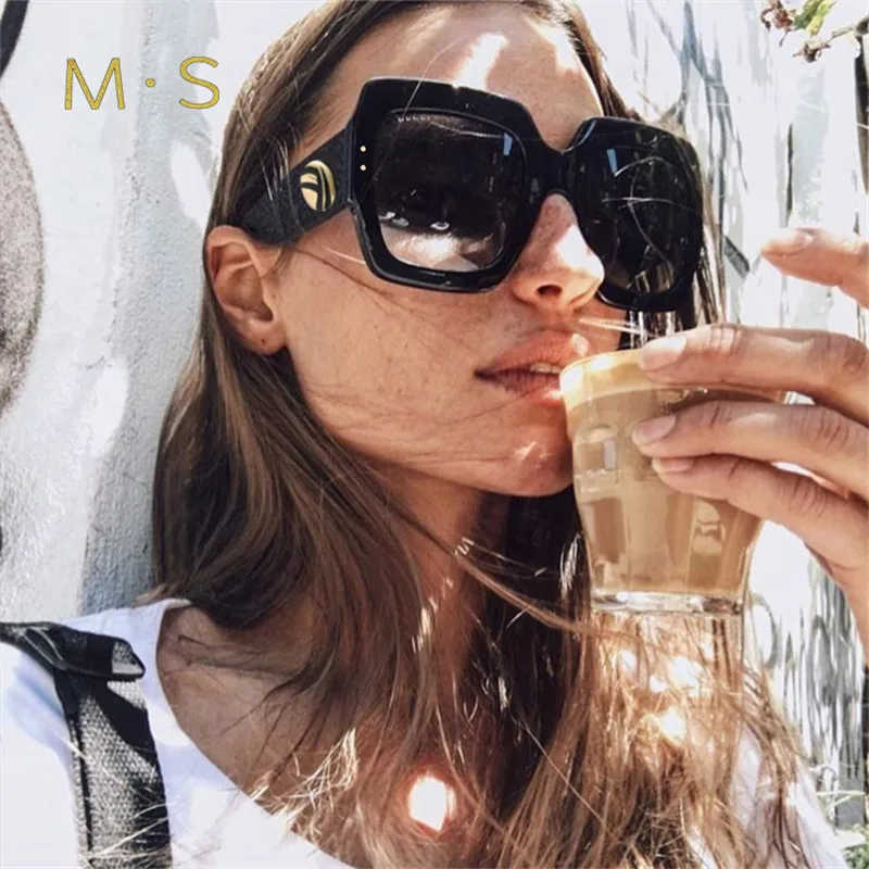 MS, модные солнцезащитные очки для женщин, роскошные брендовые дизайнерские солнцезащитные очки больших размеров, женские прямоугольные солнцезащитные очки для женщин и девушек
