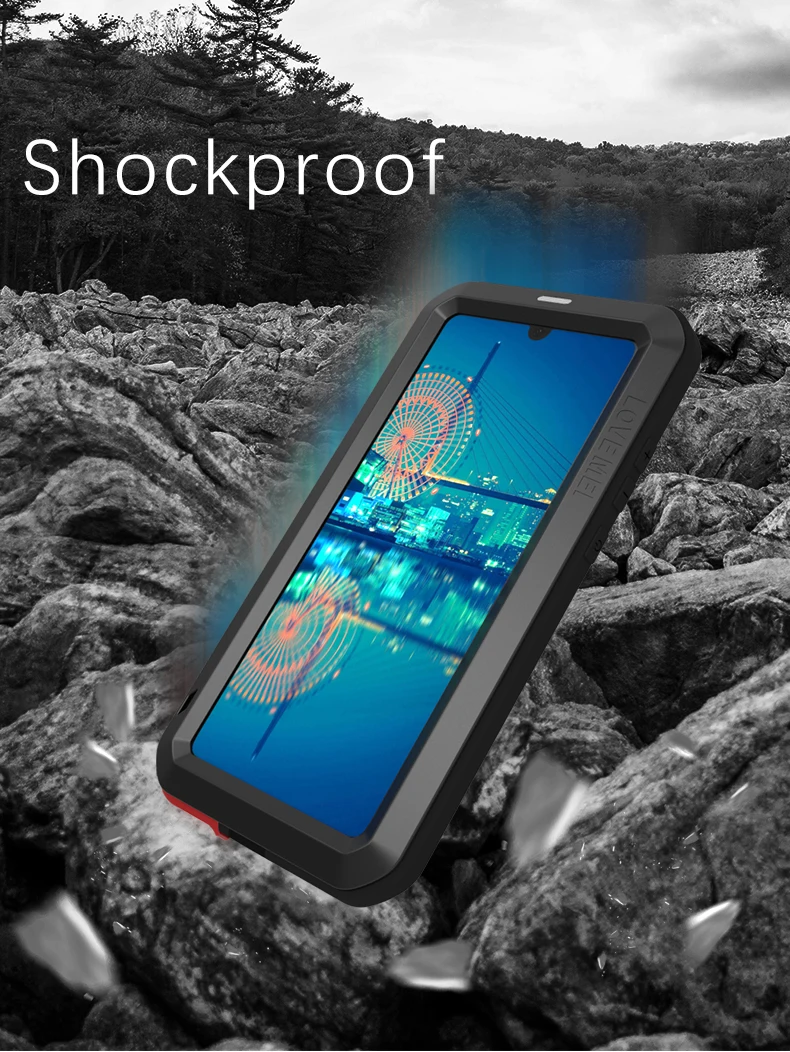 LOVE MEI Metal Waterproof Case For Huawei P30 Shockproof Cover For Huawei P30 Pro P30 Case Aluminum Protection P30 Gorilla glass