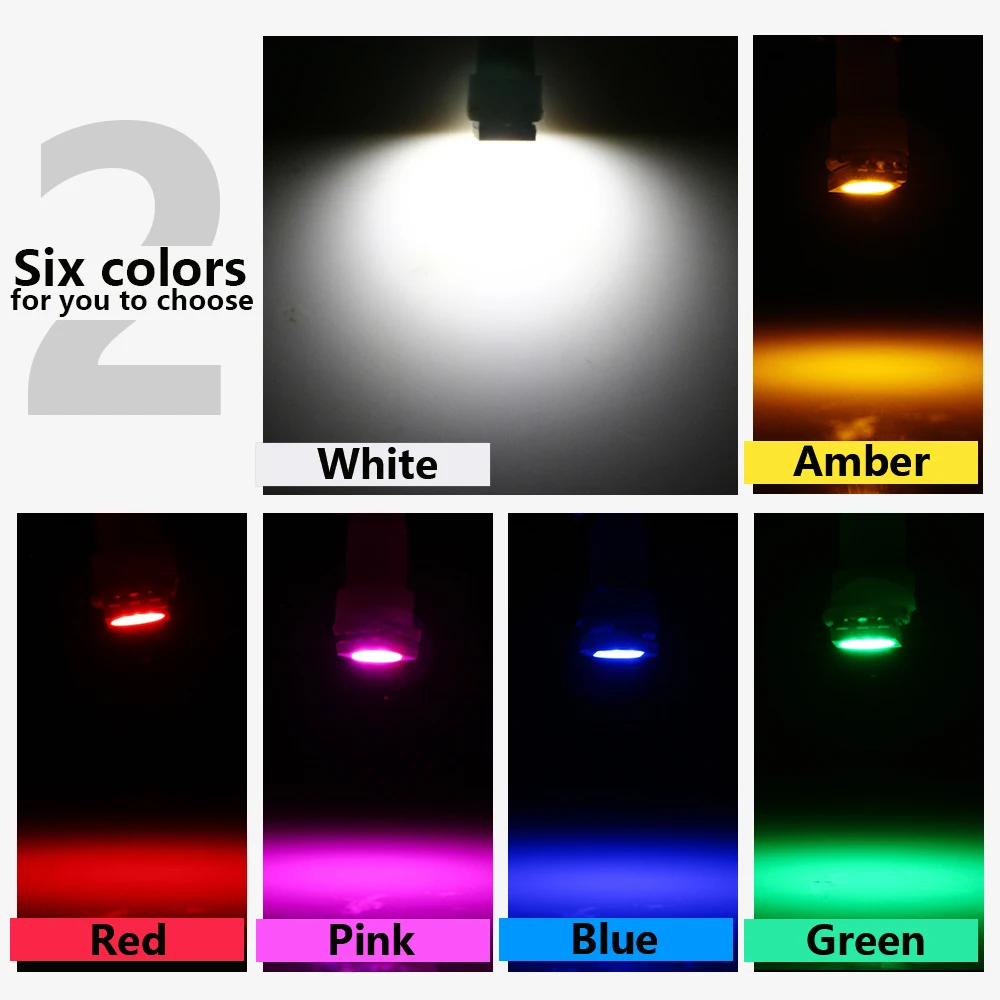 10 шт. T5 5050 1 SMD 1LED лампы с клиновидным основанием для приборной панели сигнальные
