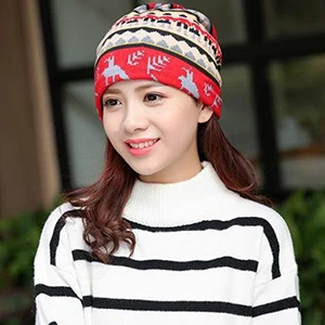 Винтажные женские зимние шапочки, 3 цвета, этническая шляпа, Весенняя женская шапка, шапки осень/зима для женщин, многофункциональные шапочки с шарфами - Цвет: red