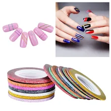 Biutee 10 Pcs/lot couleurs mélangées gommage métal or argent 1mm 2mm 3mm ongles rayure bande ligne pour ongles décorations DTY ongle décalcomanie(China)