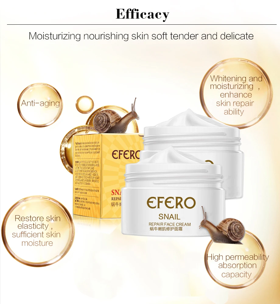 EFERO улиточный крем питательный для кожи увлажняющий отбеливающий крем для лица эссенция против морщин Красота Глубокое восстановление уход за лицом