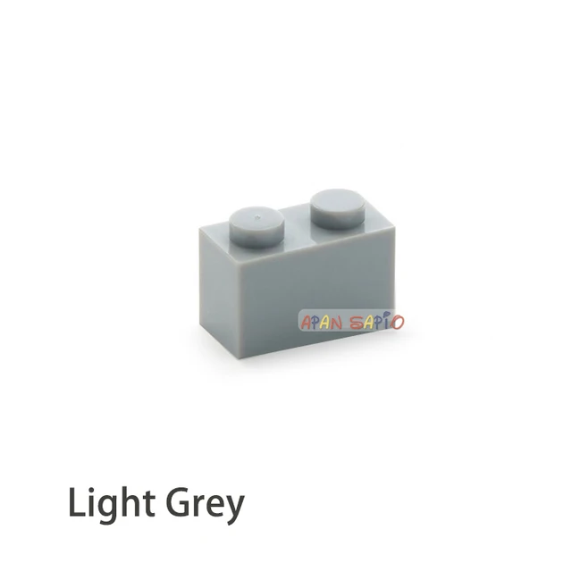 100pcs DIY Building Blocks Thick Figures Bricks 1x2Dots Educational Creative Size Compatible With 3004 Plastic Toys for Children Light Grey 100pcs