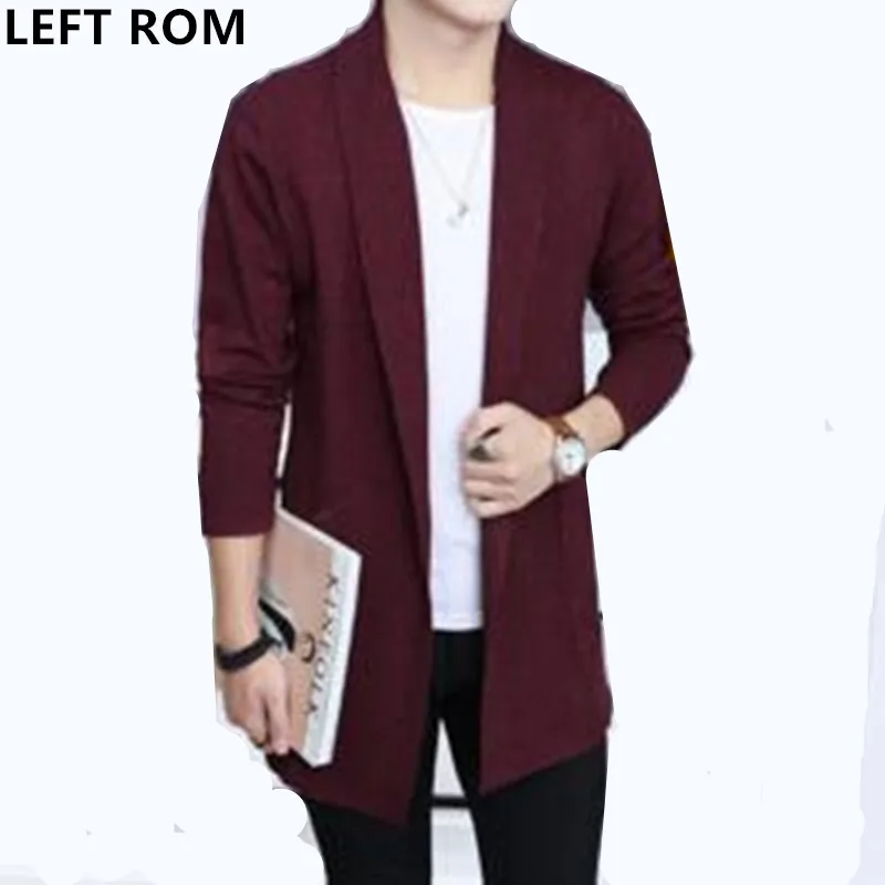 Koop LINKS ROM 2018 Mannelijke Mode en najaar seizoen Effen kleur Lange mouw Slanke Comfortabele Hoogwaardige mannen truien jas