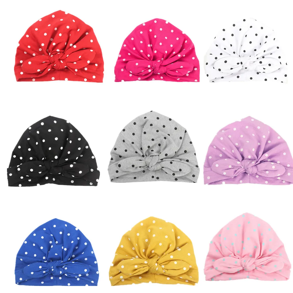 

2018 Fashion Soft Cap Infant Boy Girl Polka Dot Bowknot Beanie Hat For 1-2 years Baby Cute