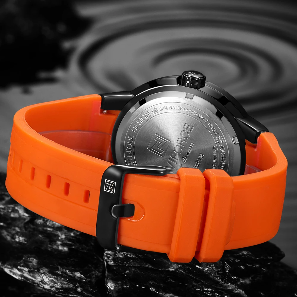 NAVIFORCE Luxury Brand Military Watches Men Quartz Analog 3D Face Rubber Clock Man Sports Watches Army Watch Relogios Masculino