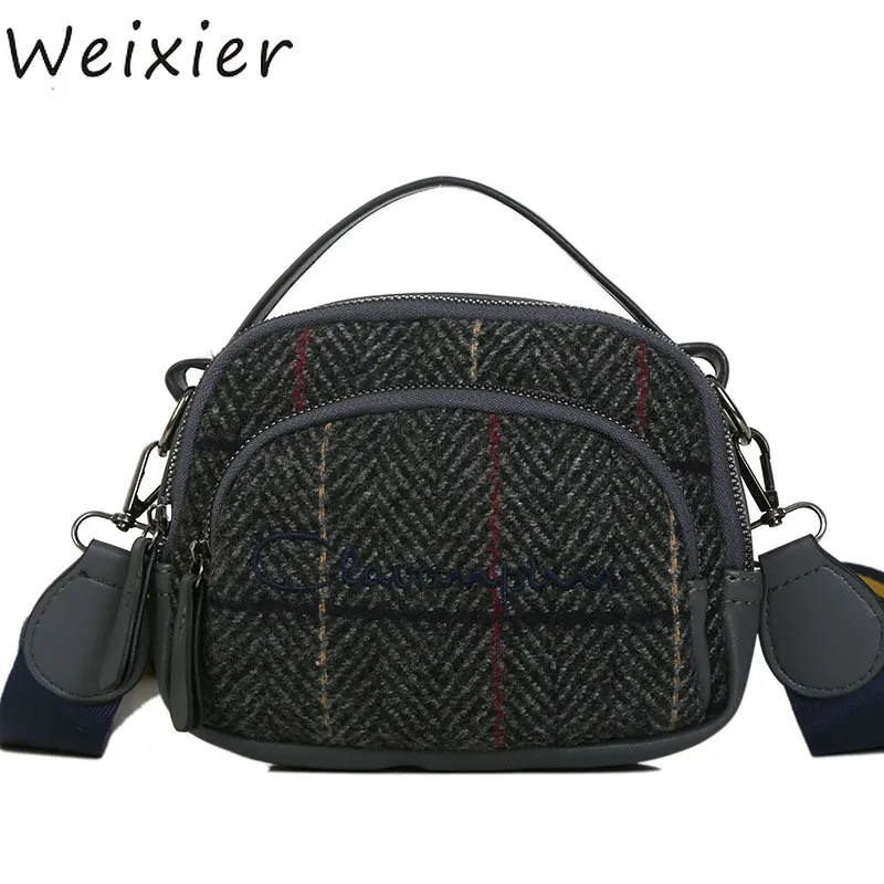 

WEIXIER 2018 New Retro Plaid Small Square Package Minimalist Fashion Stitching Wild Messenger Shoulder Bag Ms. Packet LY-41