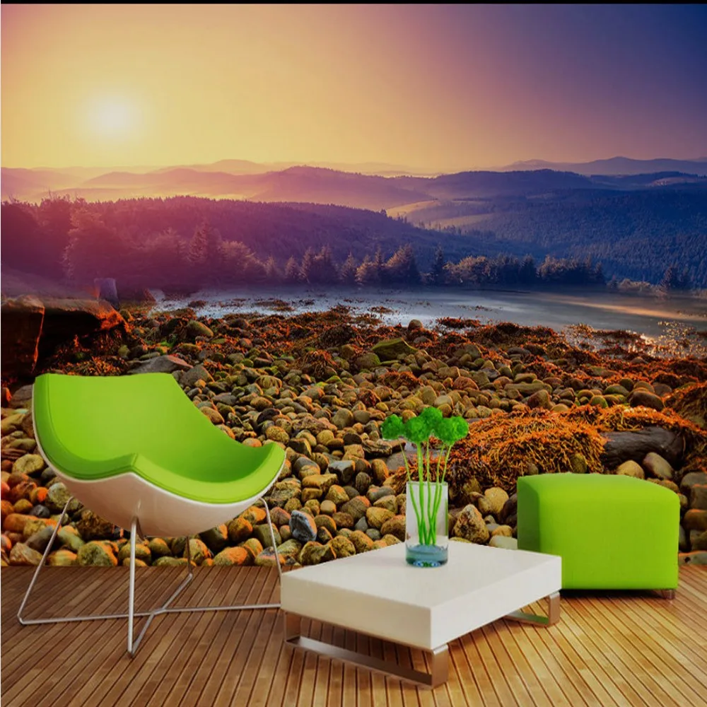 Koop Gratis Verzending Custom 3d Muurschildering Mooie Landschap Seasid Steen TV Achtergrond Behang Muurschilderingen Natuur Wallpaper voor Hotels