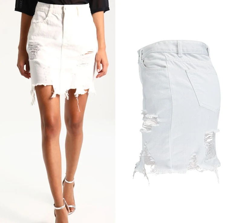 Women's high waist hip half skirt in pure white irregular worn foot tassel spring summer popular wild (2)