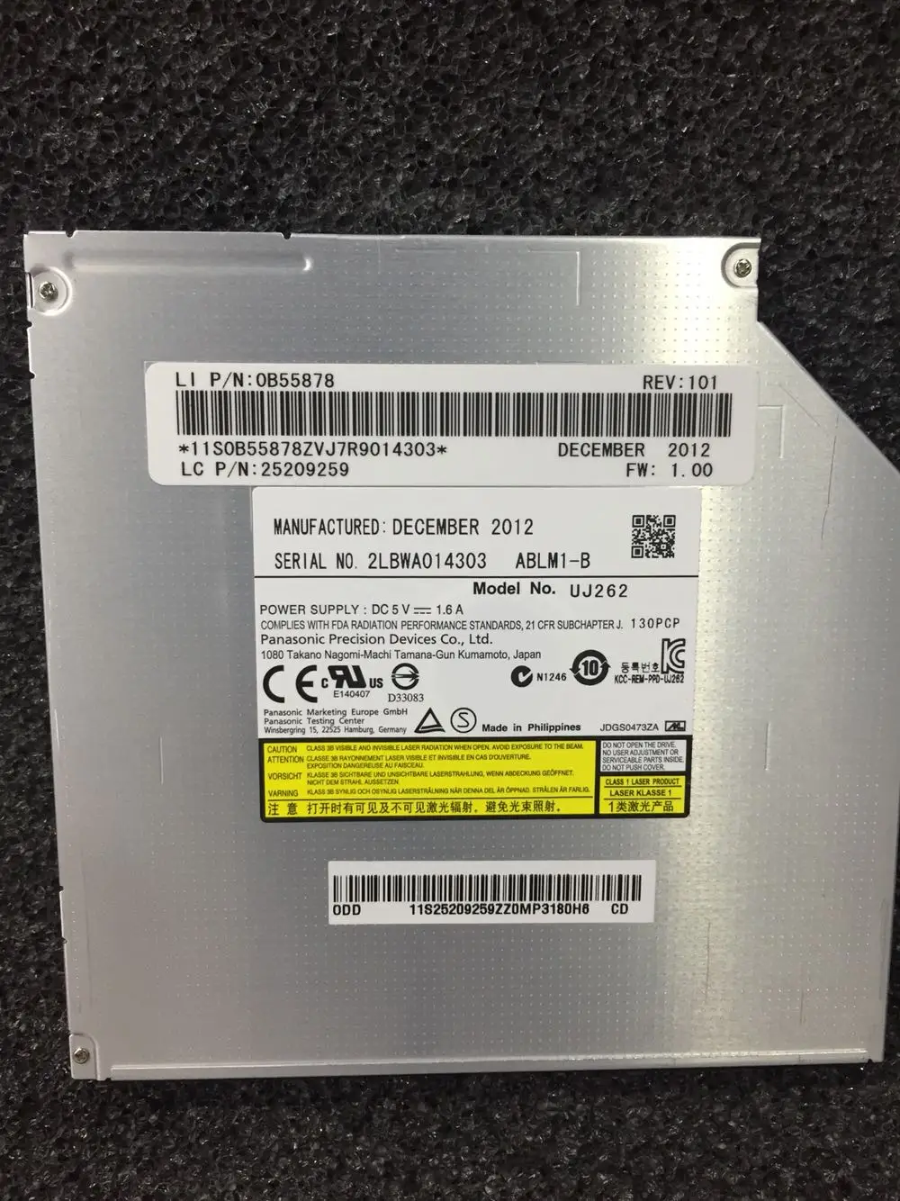 Для Panasonic ультратонкая синяя горелка UJ252 UJ262 UJ272 BD-RE drive SATA 9,5 мм 3D Blu-ray диск оптические диски