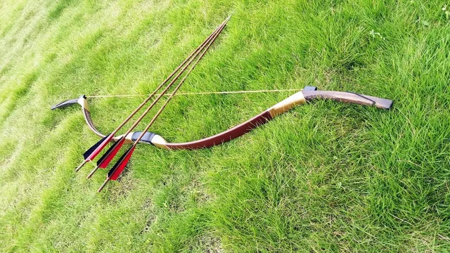 US $56 94 15% OFF|Chinese handmadeTraditional Brown Longbow Mongolian Bow 20 60lb longbow achery+3 bamboo longbow arrows-in Bow & Arrow from Sports &