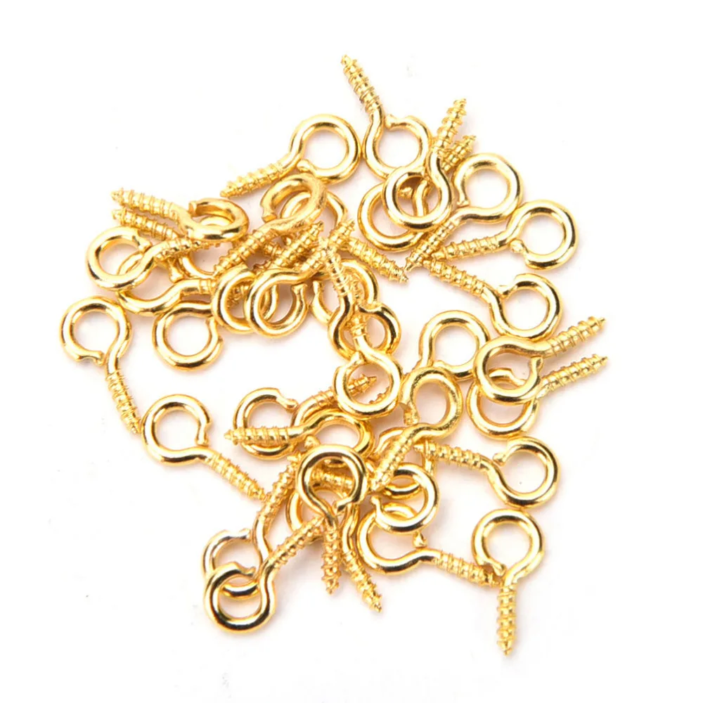 

100pcs 8mm 10mm Gold/Silver Color For Beaded pendant Jewelry Findings Jewelry Accessories Small Sheep Eyes Nail Screw
