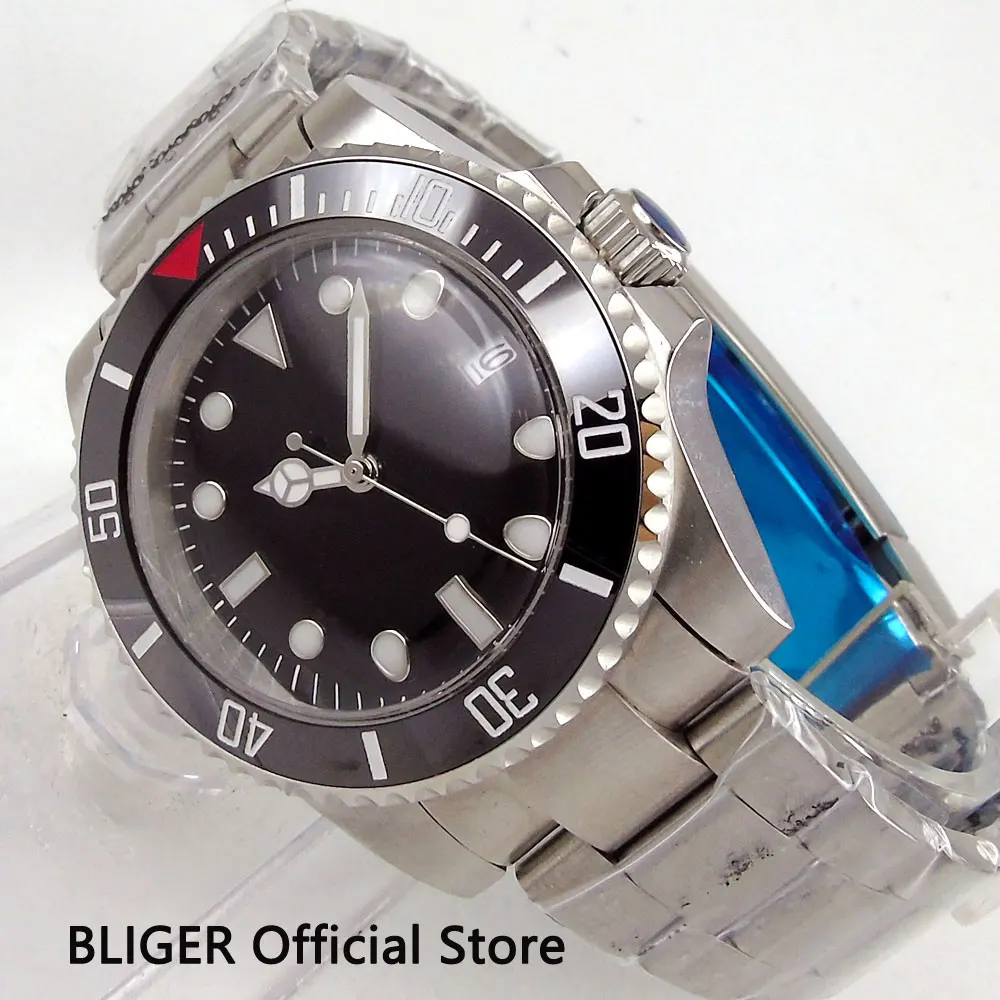 Classic BLIGER 40MM Black Dial Black Ceramic Rotating Bezel Luminous