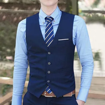 

New Casual Slim Suits Vests Mens Waistcoats Fitted Colete Sleeveless Jacket Formal Dressed Wedding Blazer Vest Brand Clothing