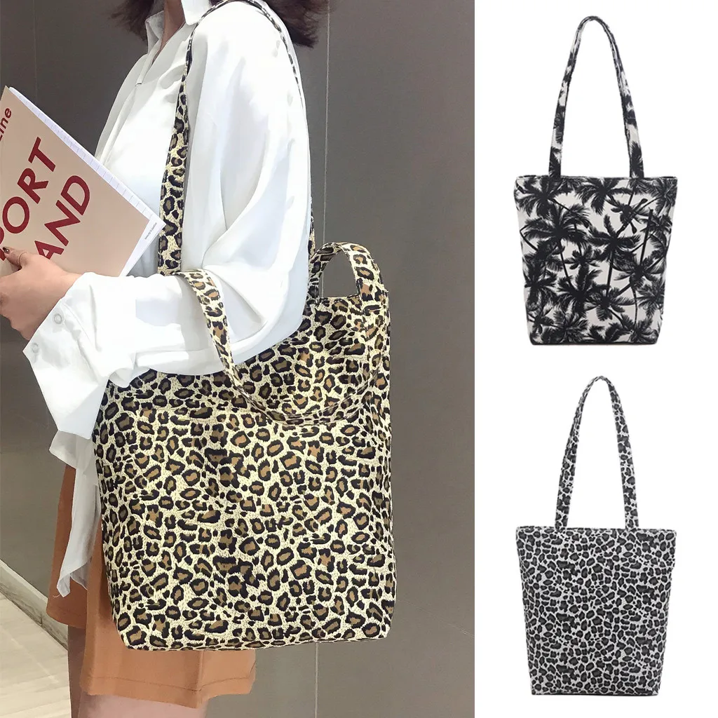 

2019 New Fashion Leopard Print Bags sac a main Unisex Canvas Messenger Printing Leopard Shopping Bag Messenger Bag Handle Bag #C