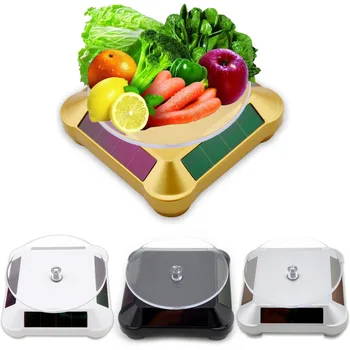 

Cool fashion New Solar Showcase 360 Turntable Rotating Jewelry Watch Ring Fruits Brecelet Fashion Display Stand Big Sale 2019