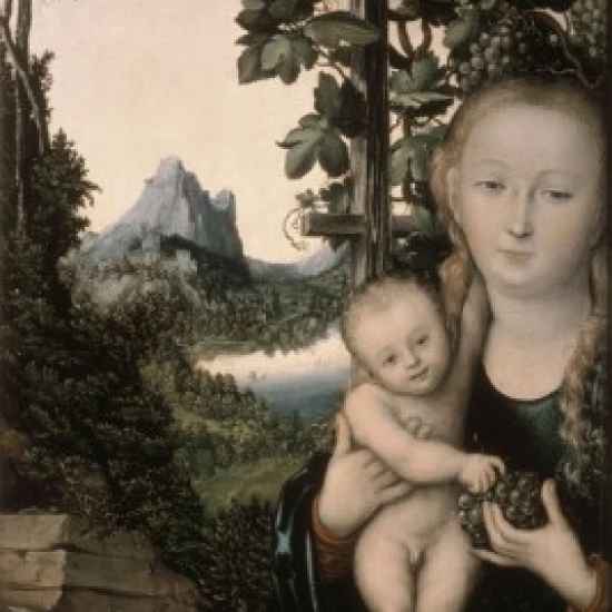 Madonna & Child Lucas Cranach the Elder 1472-1553 German Oil on canvas Pushkin Museum of Fine Arts Moscow Russia 24 x 36