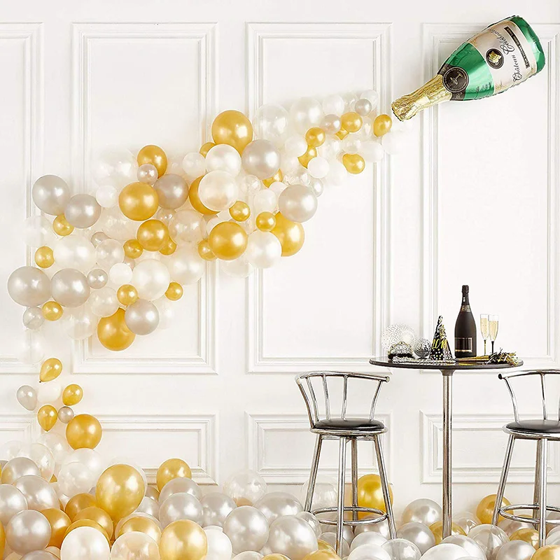 Бутылка шампанского, конфетти, латексные шары, рождественские, новогодние, свадебные, для дня рождения, свадьбы, девичника, вечерние украшения