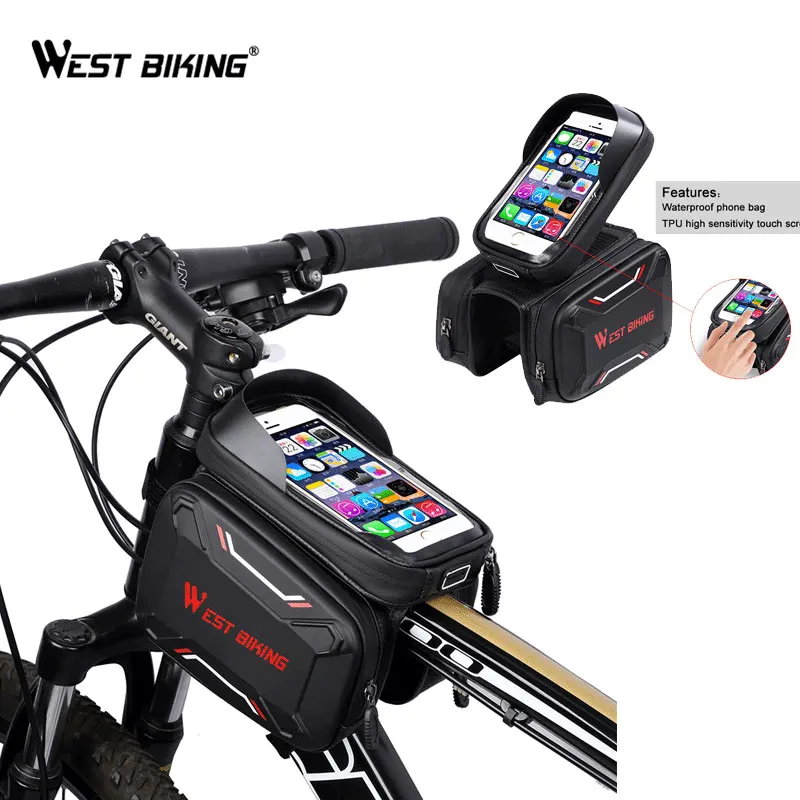 WEST BIKING MTB велосипедная сумка передняя трубка двойная Ipouch в сумке для сотового