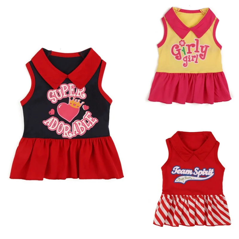 

Pet Dog Summer Dresses Vest Top Clothes Puppy Pet Dress Skirt Coat Apparel Striped Letter Dress