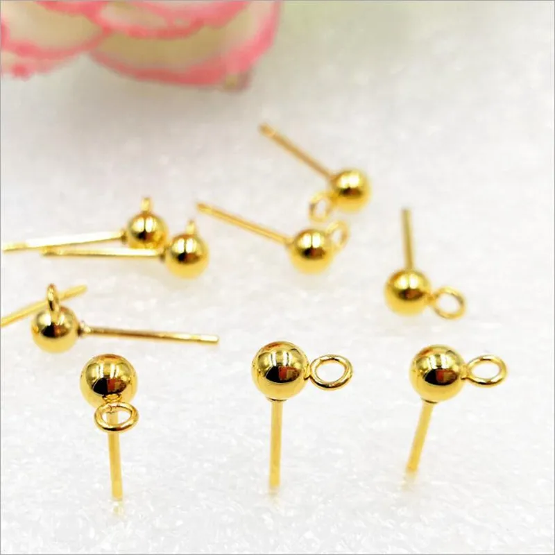 10pcs Stainless Steel Ball Stud Earring Pin Basic Needle Post For