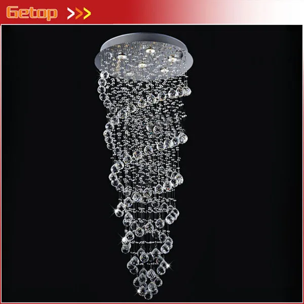 Modern Led K9 Crystal Chandelier Double Spiral Rain Drop Modern Led K9 Crystal Chandelier Double Spiral Rain Drop Chandeliers Lighting D550 X H1800mm Stairs Fixture In From Lights