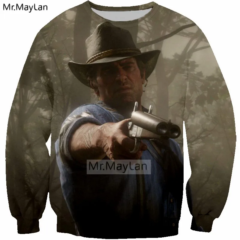 2018 New Game Red Dead Redemption 2 Cool 3D Print Gun Sweatshirts Men/Women Streetwear Hip Hop Hoodies Boys Outwear Man Clothes