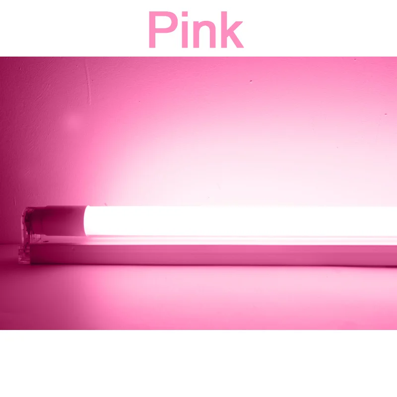 Светодиодный светильник T5 T8, светодиодный, 4 шт./лот, молочное покрытие, 10 Вт, 60 см, 220 В, Теплый Холодный белый, красный, синий, зеленый, розовый, SMD2835, светодиодный неоновый люминесцентный светильник - Испускаемый цвет: Pink