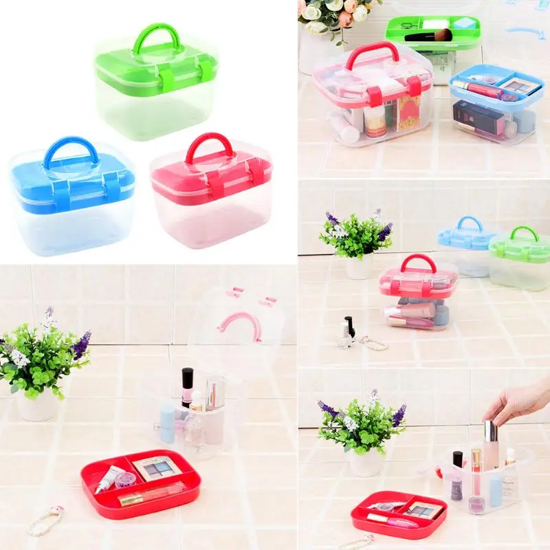 

2 Layer Household Storage Box Organizer Desktop Sundries Cosmetic First Aid Container Food jewelry Storage Box Plastic Container