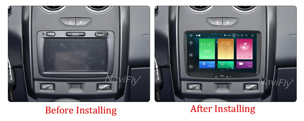 Best NaviFly 4GB+32GB 8"HD Android8.0 Eight core car radio player gps navigation for Lada Xray 2/Dacia/Duster/Logan/Sandero 2
