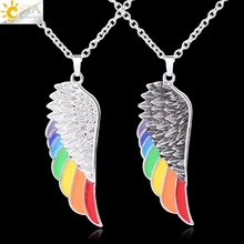 CSJA, ожерелье из нержавеющей стали с крыльями ангела для мужчин и женщин, радужные эмалированные бусины, винтажное ожерелье, Европейская мода, очаровательное ювелирное изделие F637