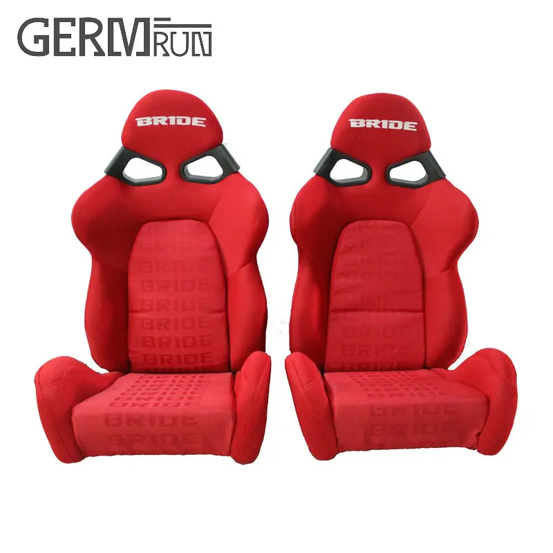 2 Pcs/set High Quality Sport Racing Car Seat Red Black Fabric Material
