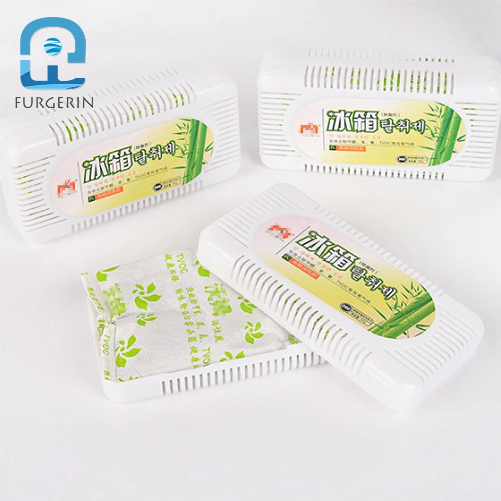 FURGERIN Fridge Activated Carbon Box Reusable Refrigerator Deodorizer Room Freshener fridge carbon air box Bamboo Basket