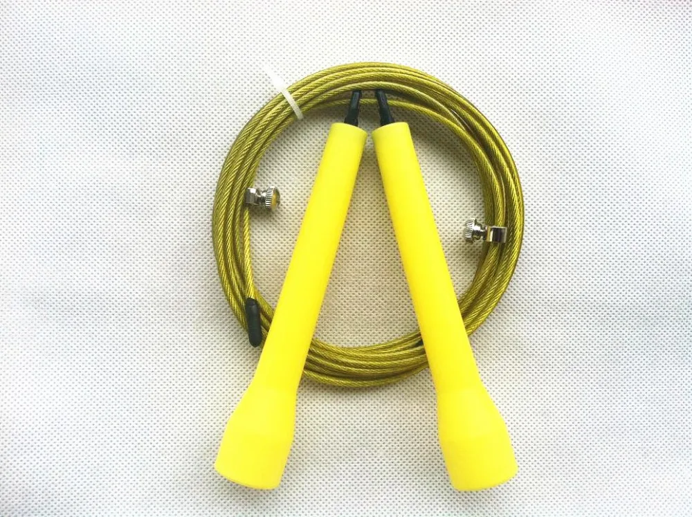 Жёлтый женский Кроссфит скорость пропуска веревки провод Скакалка Регулируемый Фитнес ММА скакалка