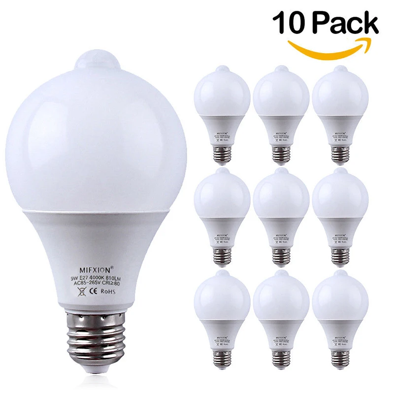 10PCS 9W PIR Motion Sensor LED Bulb+Light Control Motion Sensor Light E27 Led Bulb Auto Smart Led PIR Infrared Body Sound 10PCS 9W PIR Motion Sensor LED Bulb+Light Control Motion Sensor Light E27 Led Bulb Auto Smart Led PIR Infrared Body Sound