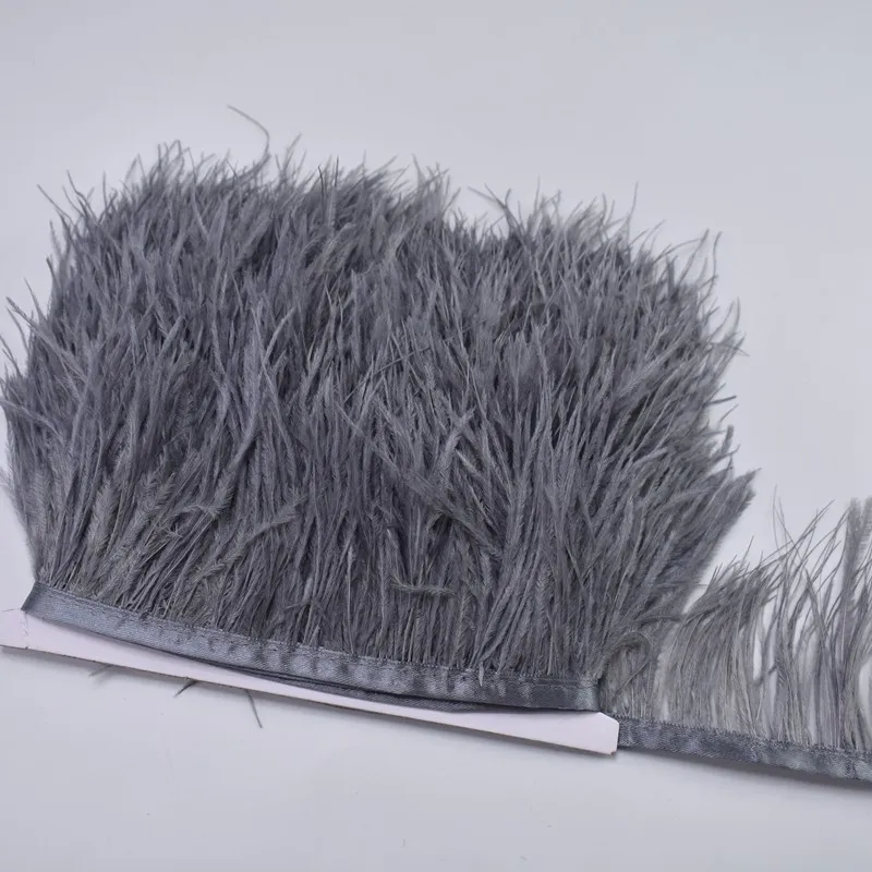 Пушистые 1метров страусиное перо отделкой 8-10 см перья для рукоделия пошивное ремесло для платье Свадебные Перья ленты - Цвет: silver gray