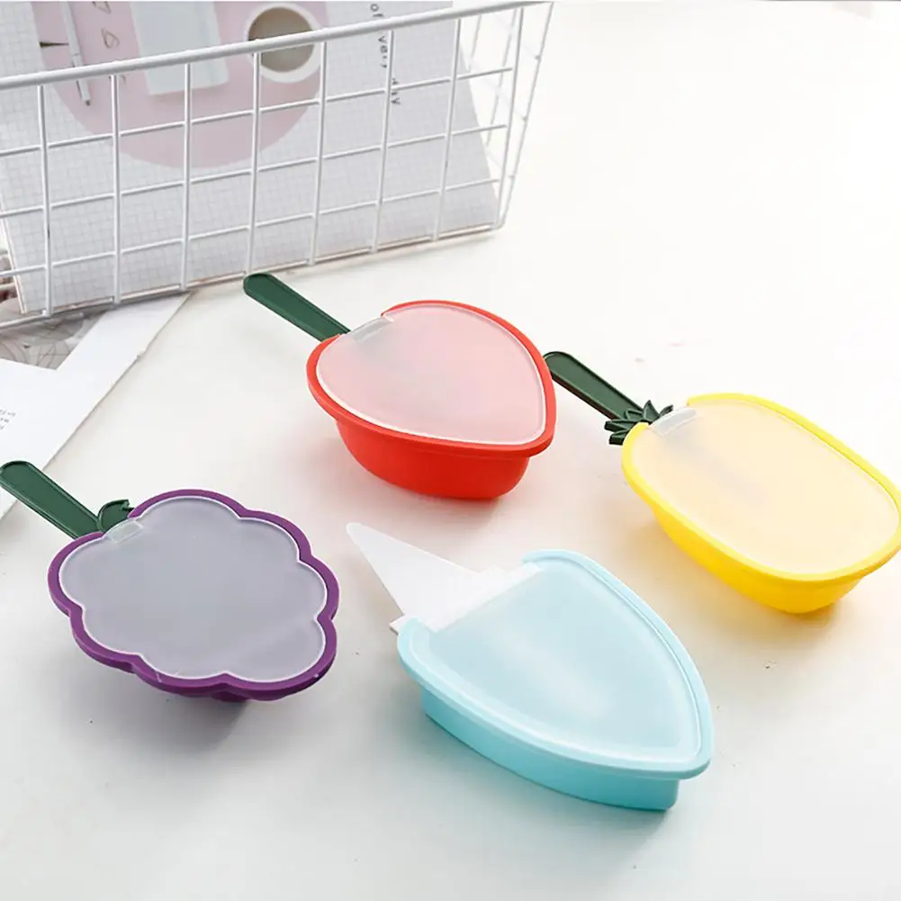 

Silicone Ice Cream Maker Fruit Shape DIY Strawberry Pineapple Popsicle Mold With Lid Ice Lolly Pudding Form Mould Kitchen Tool #