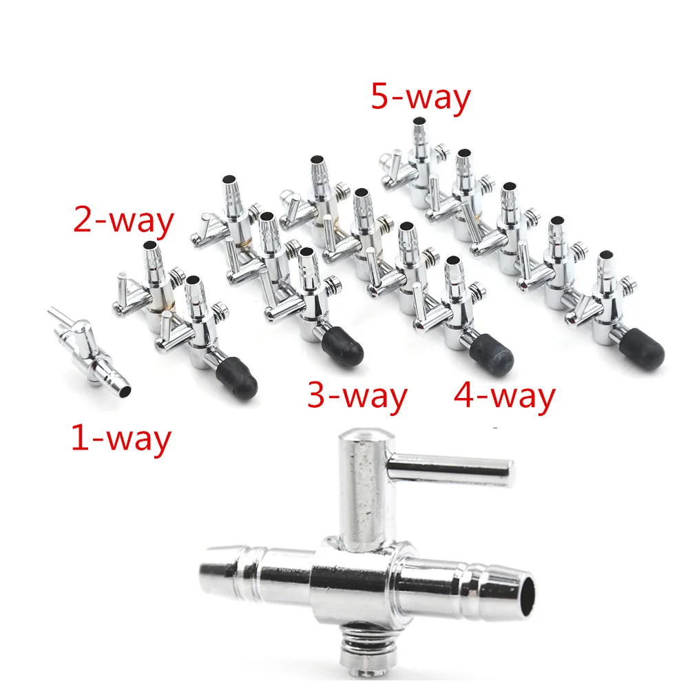 1PC Stainless Steel Aquarium Tank Air Pump Air Flow Splitter Air Flow Tube Pipe Line Control Valve Switch Valve