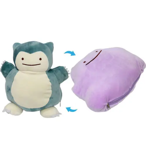 New 12'' Snorlax Ditto Metamon Inside-Out Cushion Soft Plush Bag Purse Gifts 2018