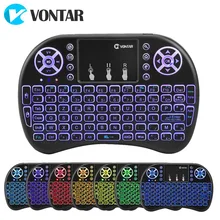VONTAR подсветка i8 Английский Русский Испанский 2,4 ГГц Беспроводная клавиатура air mouse тачпад с подсветкой для Android tv BOX Mini PC