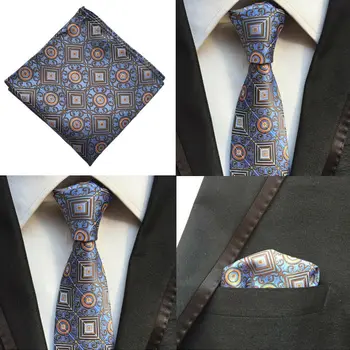 

Men Black Blue Floral Necktie Pocket Square Handkerchief Party Set Lot HZTIE0135