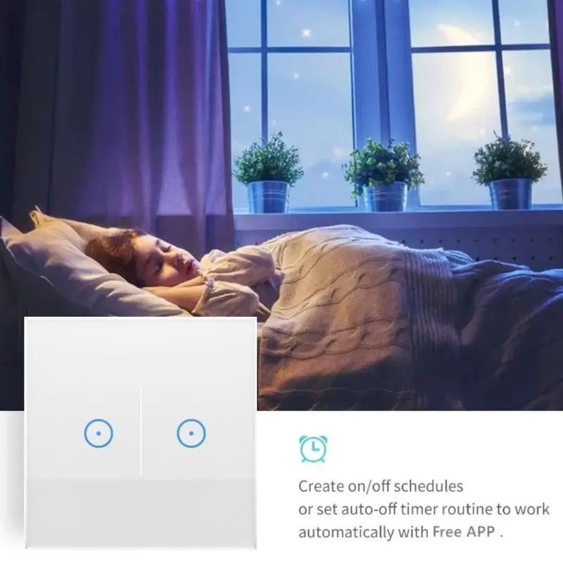 Умный дом WiFi сенсорный переключатель для системы домашней автоматизации 2 канала ЕС переключатель comppatible с google home и Alexa
