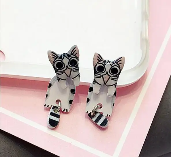 

South Korea style originality Before and after separation cute panda cat stud earrings for kids girl fashion animal ear jewelry